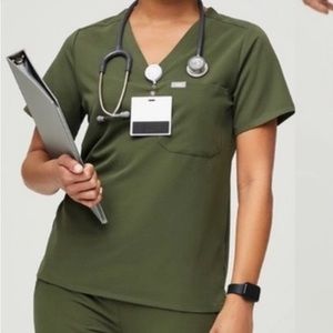 Figs dark olive scrub top
